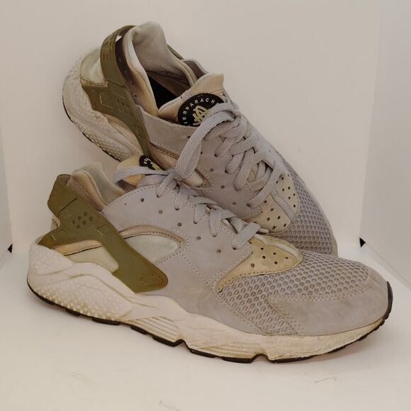 Nike Air Huarache Mens Pre-owned Wolf Gray Leather Running Sneakers - sz. 13 - Picture 1 of 7